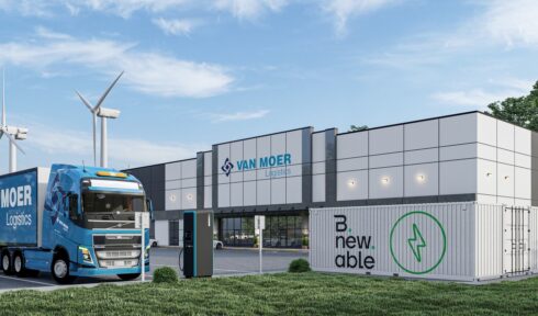 Van Moer Logistics bygger den första publika laddstationen i Antwerpen. Foto: Van Moer.