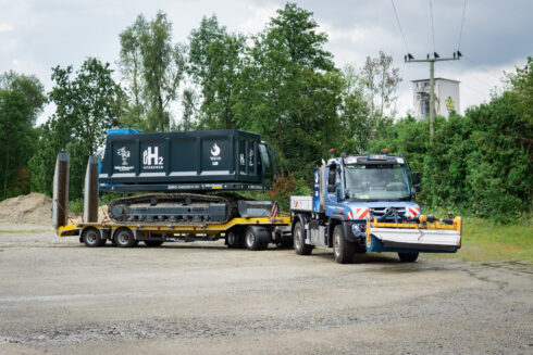 Vätgasdrift fungerar även i specialfordon med arbetsmaskiner. Foto: Mercedes-Benz Special Trucks.